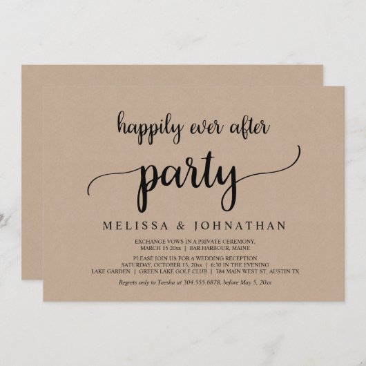 Happily Ever After, Rustieke Trouwfeest Bruiloftfe Kaart (Voorkant / Achterkant)