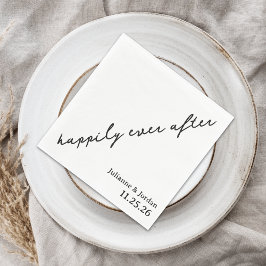 Happily Ever After Scribble Cursive Custom Wedding Servet