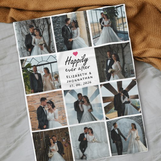 Happily Ever After Script Foto Collage Roze Hart Fleece Deken