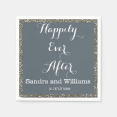 'Happily Ever After'-Silver Glitter gepersonalisee Servetten (Voorkant)