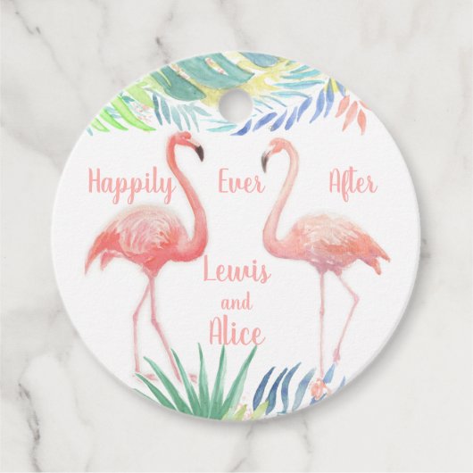 Happily ever after - Sprookje voor twee flamingo's Bedankjes Labels (Voorkant)