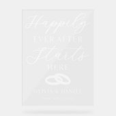 Happily Ever After Starts Here Custom Wedding Acryl Bord (Voorkant)