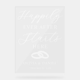 Happily Ever After Starts Here Custom Wedding Acryl Bord