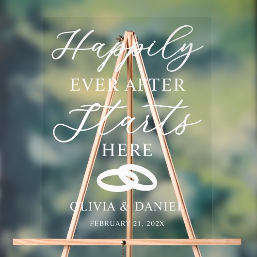 Happily Ever After Starts Here Custom Wedding Acryl Bord (Neutraal)