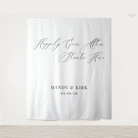 Happily Ever After Starts Here wedding backdrop  Wandkleed (Voorkant)