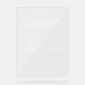 Happily Ever After Starts Here Wedding Welcome Acryl Bord (Voorkant)