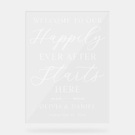 Happily Ever After Starts Here Wedding Welcome Acryl Bord