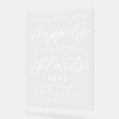 Happily Ever After Starts Here Wedding Welcome Acryl Bord (Hoek)