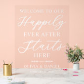 Happily Ever After Starts Here Wedding Welcome Acryl Bord (Huwelijk)