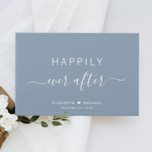 Happily Ever After Stofblauw Bruiloft Gastenboek