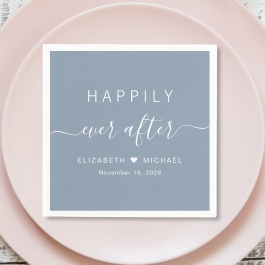 Happily Ever After Stofblauw Bruiloft Servet