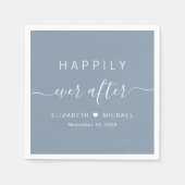Happily Ever After Stofblauw Bruiloft Servet (Voorkant)