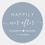Happily Ever After Stofblauwe Bruiloft Ronde Sticker (Voorkant)