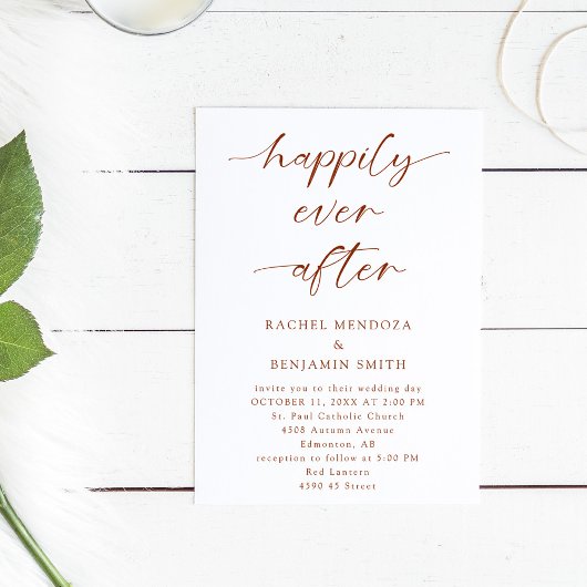 Happily Ever After Trouw Boho Script Elegant Kaart