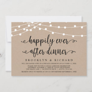 Happily Ever After Trouw Elopement Diner Uitnodigi Kaart