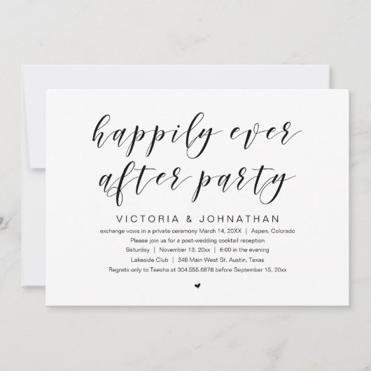 Happily ever after, Trouw Elopement Feest Kaart (Voorkant)