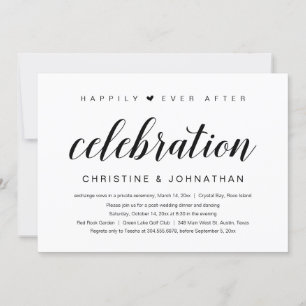 Happily Ever After, Trouw Elopement Feest Kaart