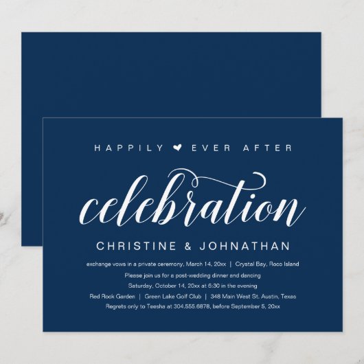 Happily Ever After, Trouw Elopement Feest Uitnodig Kaart (Voorkant / Achterkant)