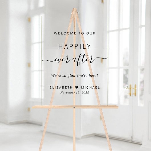 Happily Ever After Trouw Welkom Acryl Bord