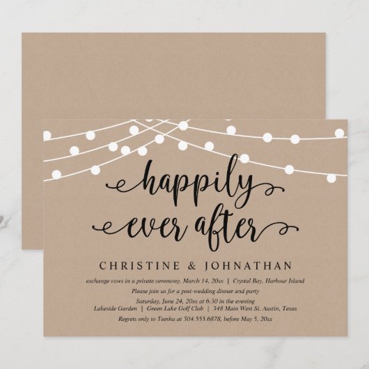 Happily Ever After, Trouwfeest Uitnodiging (Voorkant / Achterkant)