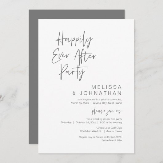 Happily Ever After, Trouwfeest Uitnodiging (Voorkant / Achterkant)