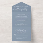 Happily Ever After Trouwreceptie Stofblauw All In One Uitnodiging (Binnen)