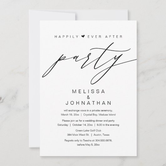 Happily Ever After, Trouwvluchtfeest Kaart (Voorkant)