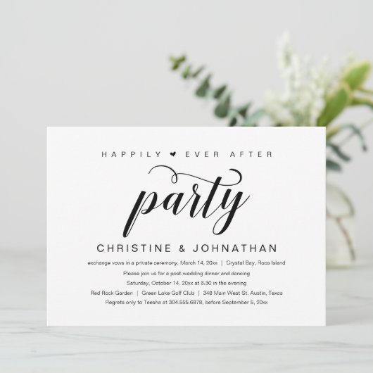 Happily Ever After, Trouwvluchtfeest Kaart (Staand voorkant)