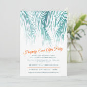 Happily Ever After turquoise palm na Bruiloftsfees Save The Date (Staand voorkant)