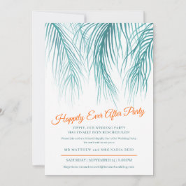 Happily Ever After turquoise palm na Bruiloftsfees Save The Date