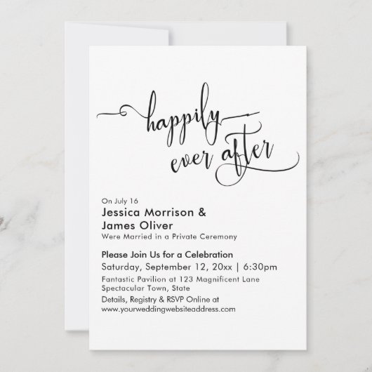 Happily Ever After Typografie, Alleen Ontvangst Kaart (Voorkant)