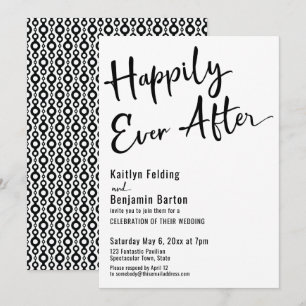 Happily Ever After Typografie Vet Zwart Wit Kaart