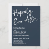 Happily Ever After Typography Vet Wit op Marinebla Kaart (Voorkant)