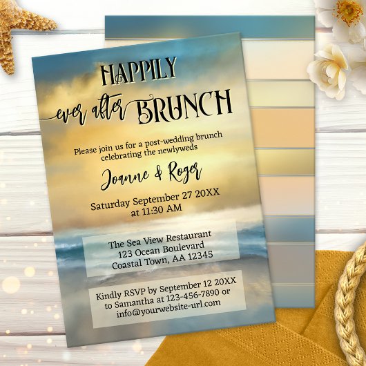 Happily Ever After Wedding Beach Brunch Kaart