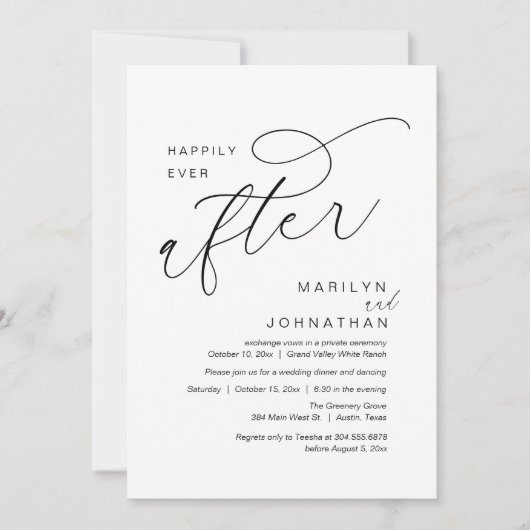 Happily Ever After Wedding Party Dinner Dancing Kaart (Voorkant)