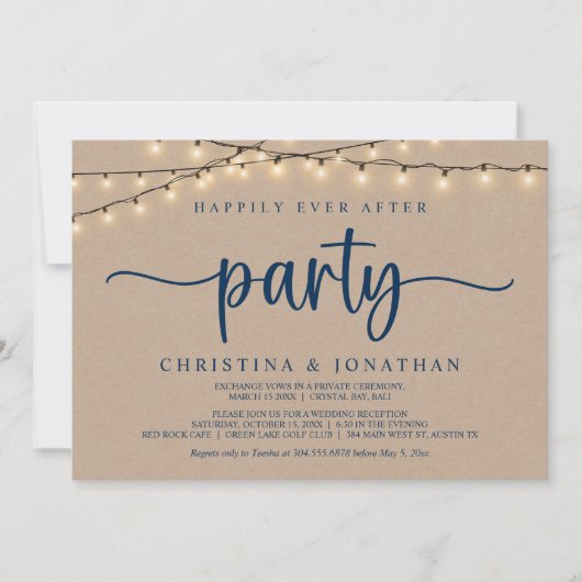 Happily Ever After Wedding Party, String Lights Kaart (Voorkant)