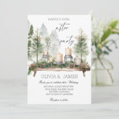 "Happily Ever After" Wedding-Pine & Kaarsen Party Kaart (Staand voorkant)