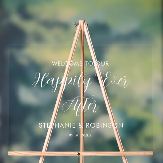 Happily Ever After Wedding Reception Welcome Acryl Bord (Neutraal)