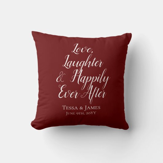 Happily Ever After Wijnrood Worpkussen Kussen (Voorkant)