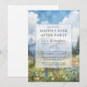 Happily Ever After Wilde Bloemen Berg Bruiloft Kaart (Voorkant / Achterkant)