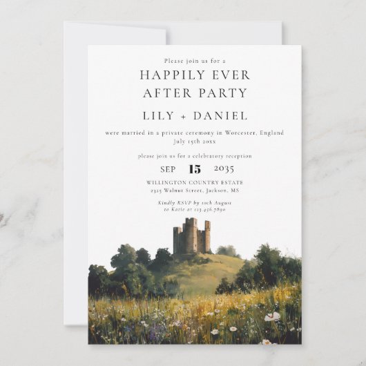 Happily Ever After Wildflowers Castle Wedding Kaart (Voorkant)