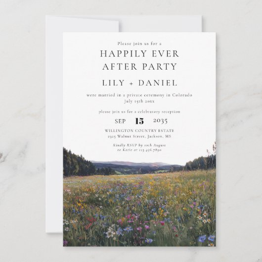 Happily Ever After Wildflowers Floral Wedding Kaart (Voorkant)