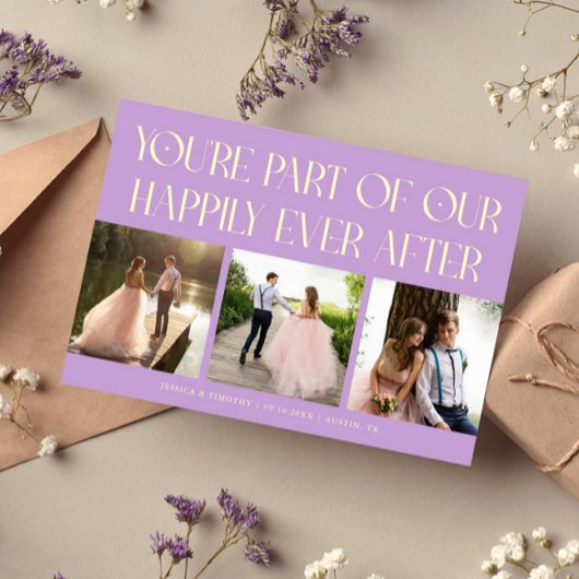 Happily Ever After Wisteria Wedding Photo Bedankkaart