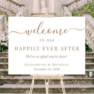 Happily Ever After Witgouden Trouwbegroeting Acryl Bord