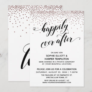 Happily Ever Ever Hearts Script Roze Gouden Confet Kaart