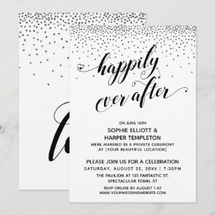 Happily Ever Ever Hearts Script Zilver Confetti Kaart