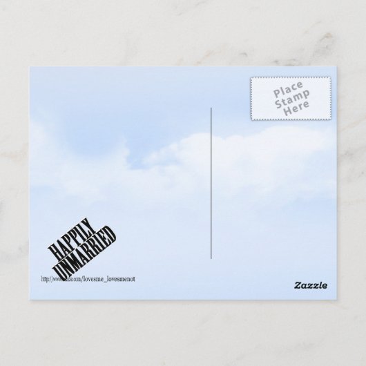 HAPPILY UNMARRIED BRIEFKAART (Achterkant)