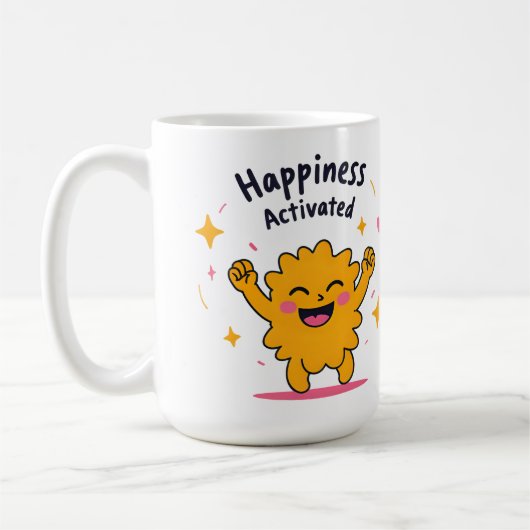 Happiness Activated - Schattige Doodle Joy-persona Koffiemok (Links)