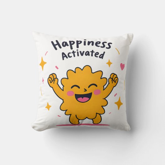 Happiness Activated - Schattige Doodle Joy-persona Kussen (Voorkant)