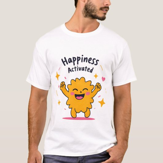 Happiness Activated - Schattige Doodle Joy-persona T-shirt (Voorkant)